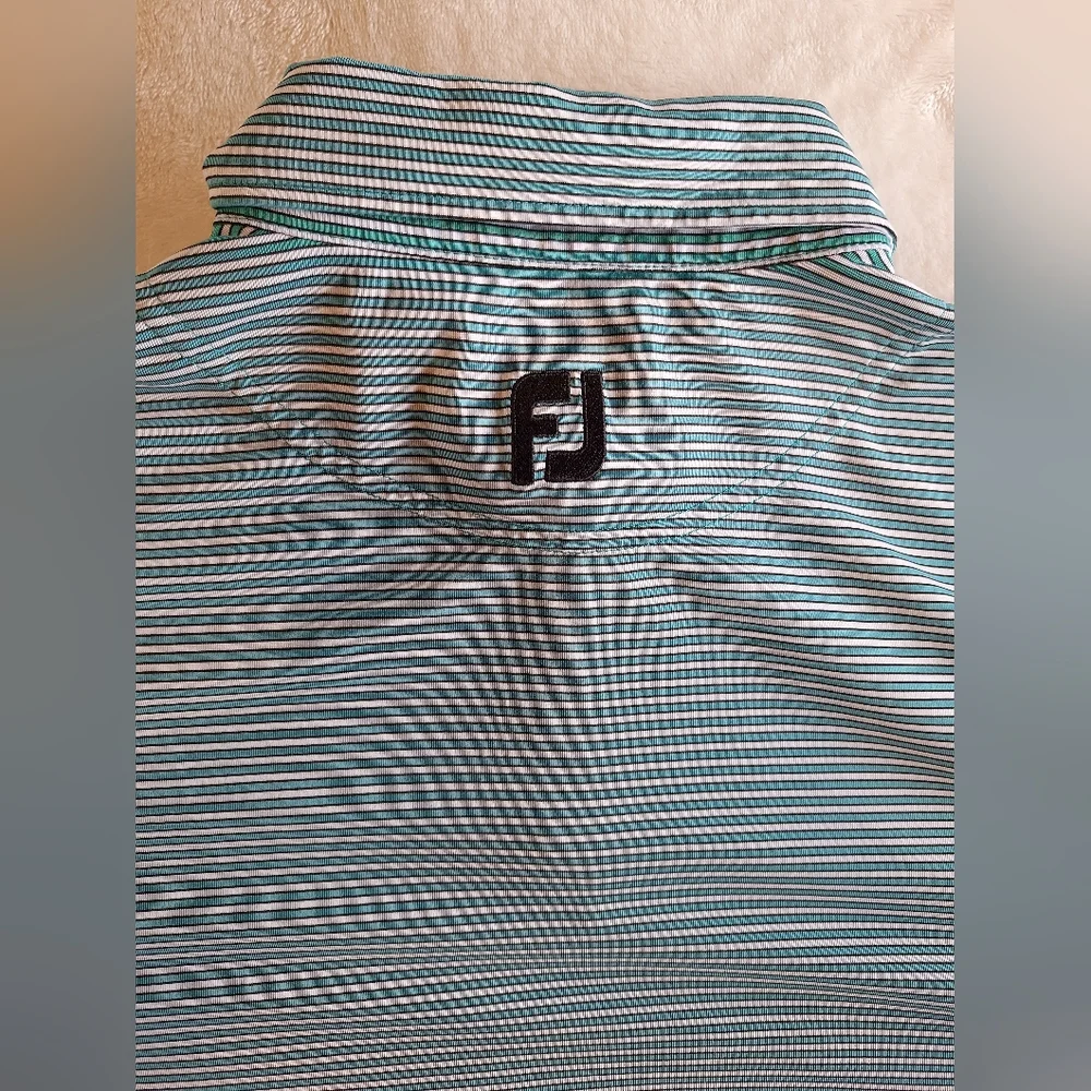 Foot Joy men's blue and white striped golf shirt - size Large